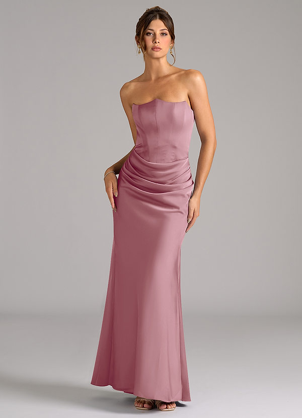 Azazie Debby Bridesmaid Dresses Vintage Mauve Mermaid Strapless Stretch Satin Convertible Dress image1