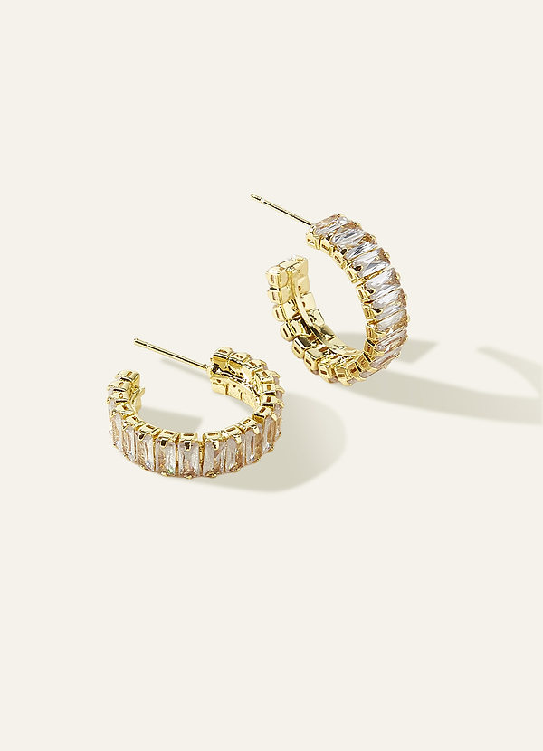 front Crystal Baguette Hoop Earrings