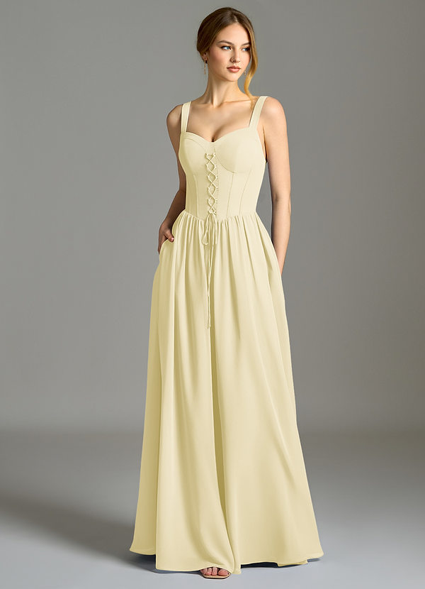 Azazie Porscha Suknie dla druhen Linia A Dekolt w kształcie serca Szyfon Do ziemi Sukienka image1