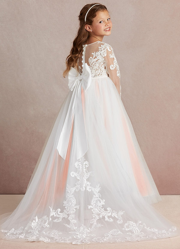 Azazie Elodie Flower Girl Dresses Ivory Sunset Ball-Gown Lace Dress image1