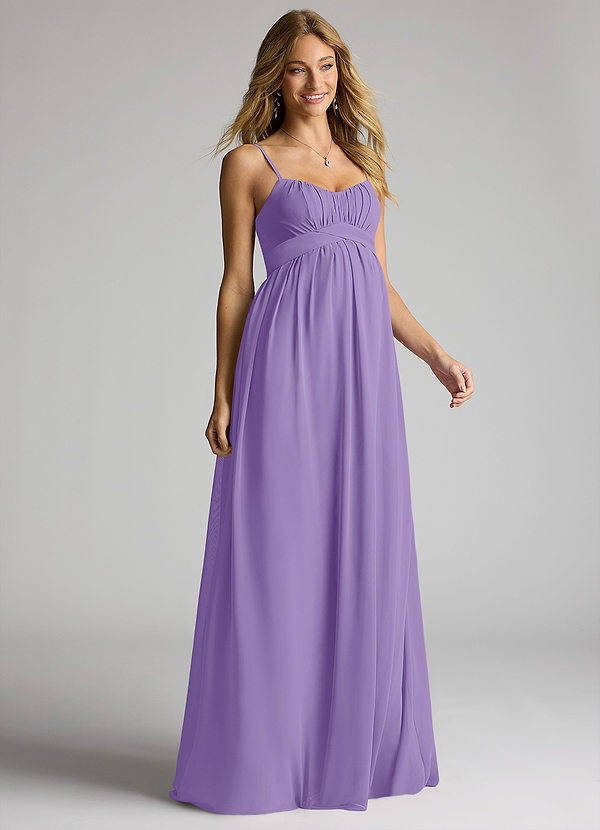 Azazie Llana Maternity Bridesmaid Dresses A-Line Chiffon Floor-Length Dress image1