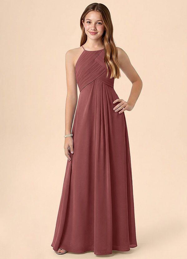 Azazie Ginny Junior Jurk van Chiffon met A-Lijn Geplooid Amethist image1