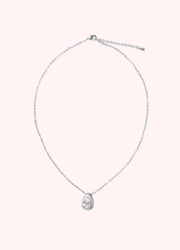 front Collana con ciondolo in zirconia cubica con pera aureola