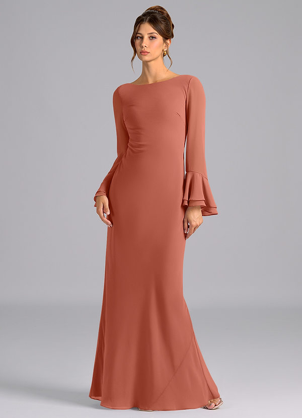 Azazie Leone Bridesmaid Dresses Clay Mermaid Corset Chiffon Dress image1