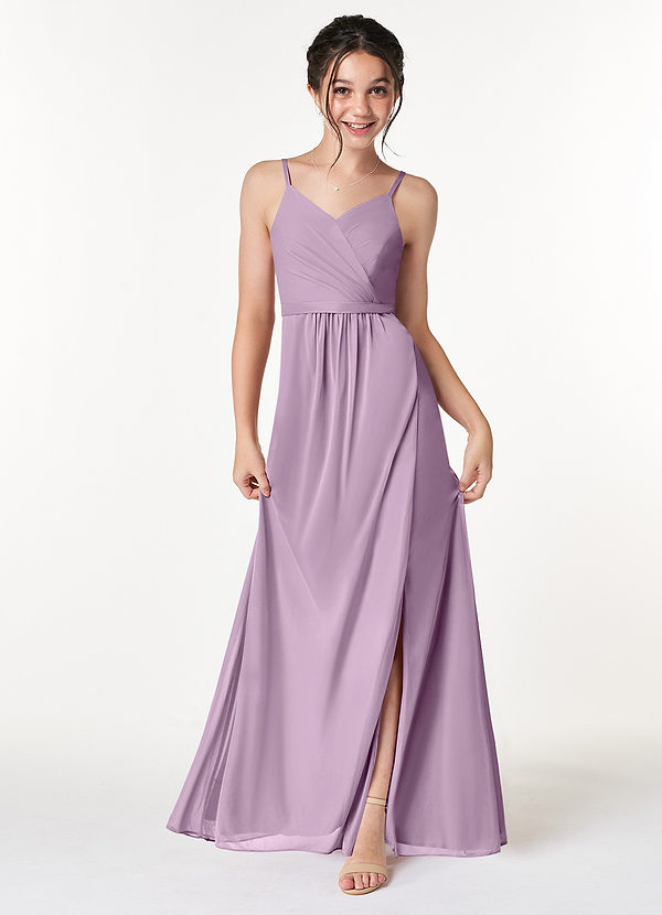 Azazie Luxy Junior Wisteria Pleated Mesh Dress image1
