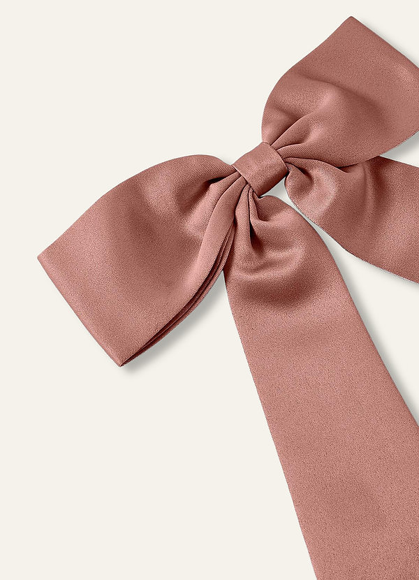 front Presilha de cabelo com laço de cetim na mesma cor