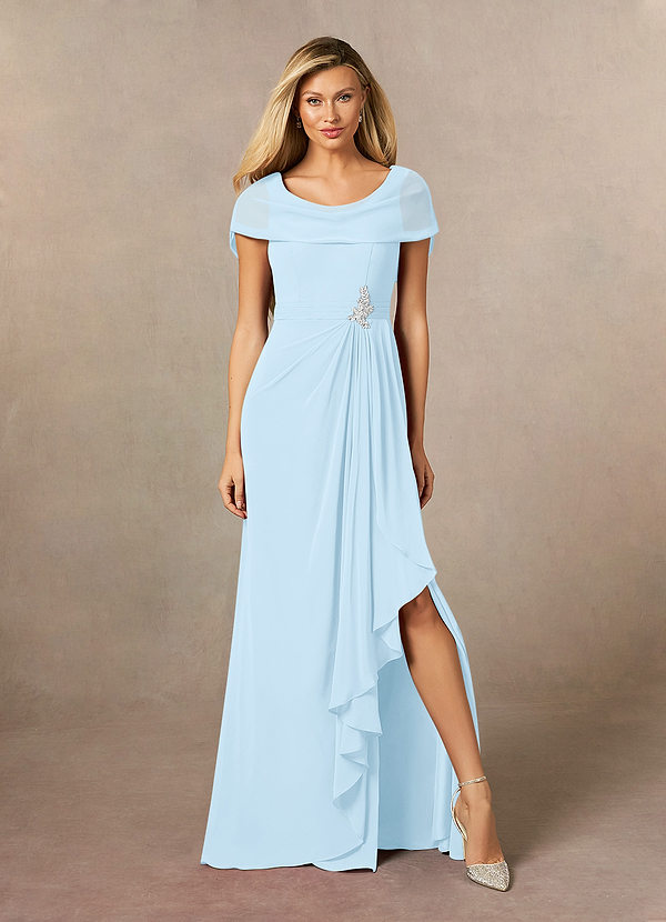 Azazie Mary Mother of the Brides Dresses Sky Blue A-Line Side Slit Chiffon Dress image1