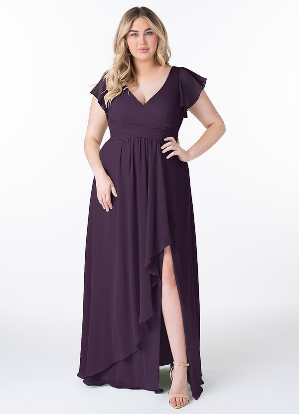 Azazie Omari Bridesmaid Dresses Plum A-Line Chiffon Dress image1