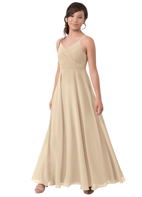 Vestido Delicado De Chiffon Para Dama De Honor Junior Con Mangas De Volantes Y Escote En V Naranja main image 1