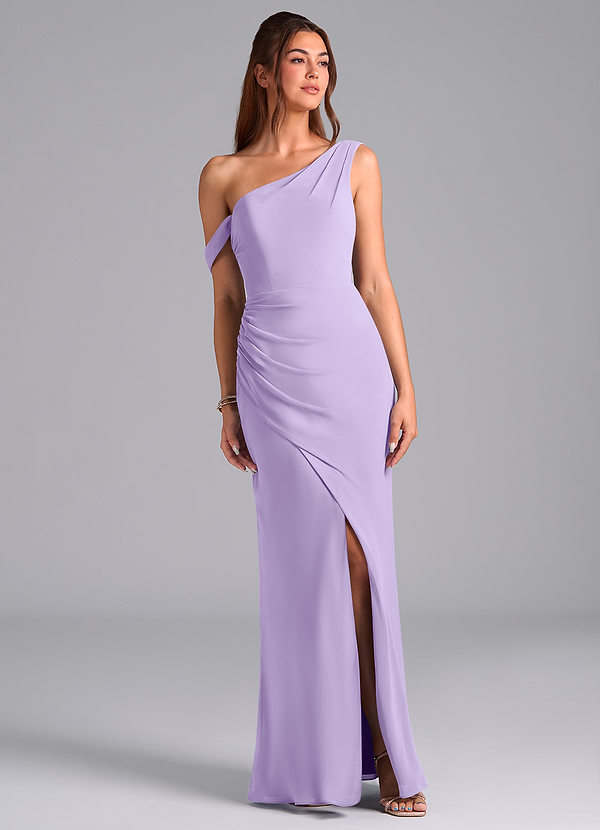 Azazie Madelyn Bridesmaid Dresses Lilac Mermaid Off the Shoulder Chiffon Convertible Dress image1