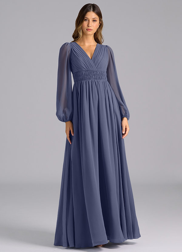Azazie Palerma Bridesmaid Dresses Stormy A-Line Long Sleeve Chiffon Dress image1