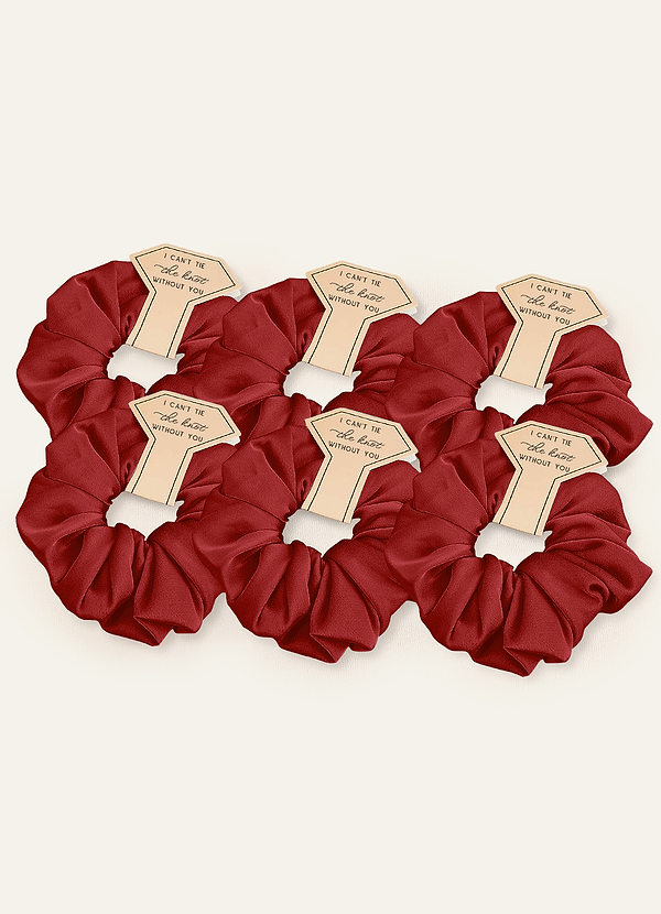 front Vastaavanvärinen Kuusiosainen Bridesmaid Stretch Satin Over Size Scrunchie-Setti