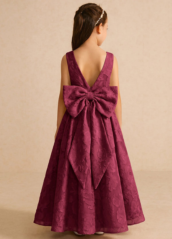 Azazie Pipssy Robes de cortège enfant Robe Trapèze en Blumen-Burnout Plissé Bourgogne image1