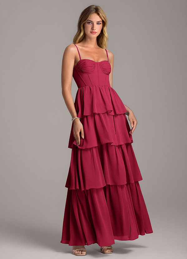 Azazie Alanna Bridesmaid Dresses Burgundy A-Line Sweetheart Neckline Chiffon Dress image1