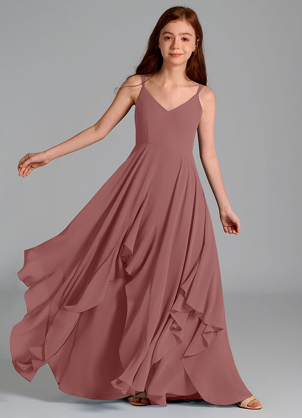 Azazie Karan Junior Desert Rose A-Line Chiffon Dress image1