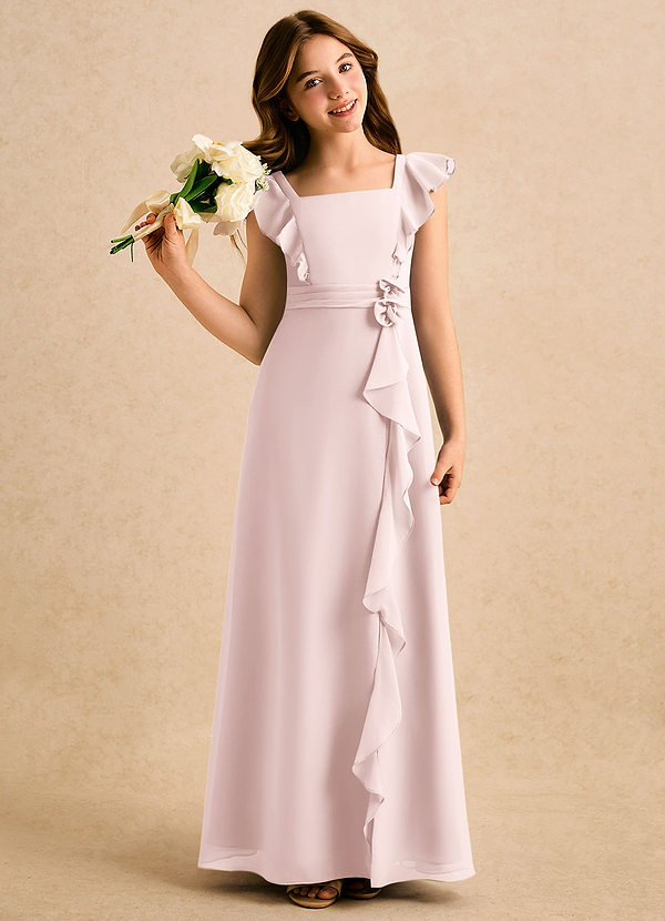 Azazie Soso Girls Formal Blommflicksklänningar Klänning A-Line i Chiffong Plisserad image1