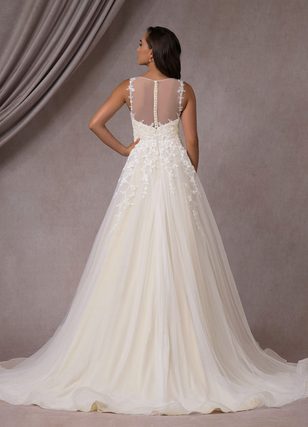 back Azazie Deveny Wedding Dress