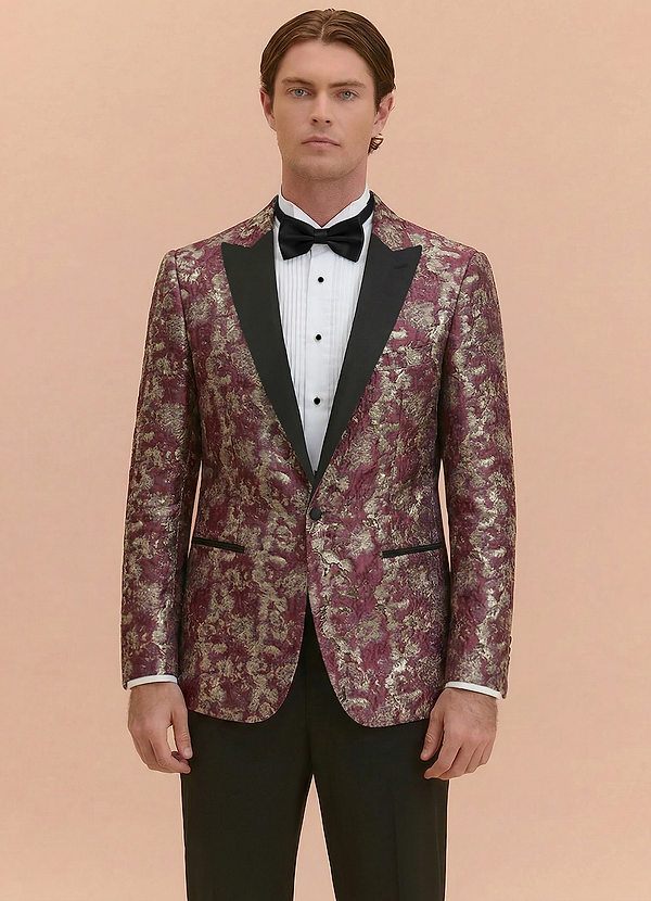 front Joseph Cabernet Formalna marynarka smokingowa z żakardowymi klapami w szpic