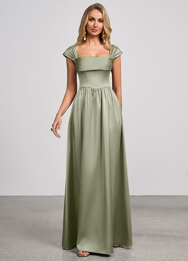Odette Dusty Sage Luminous Satin Maxi Dress image1