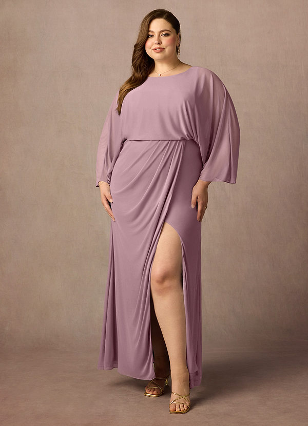 Azazie Ysabella Brautmutterkleider Meerjungfrau-Linie Plissee Gittergewebe Kleid Altrosa image1