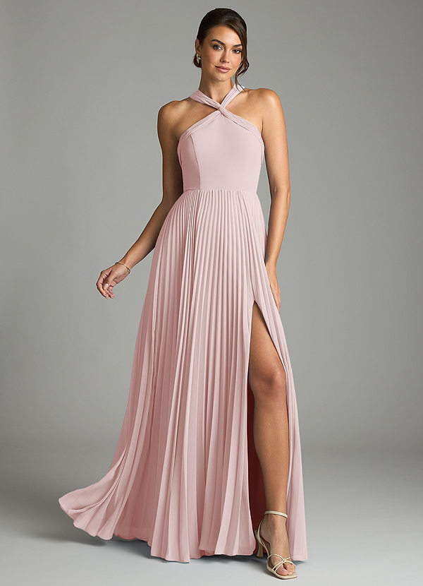 Azazie Afra Abiti da Damigella Abito A-Line in Chiffon Plissettato Rosa Rossore image1