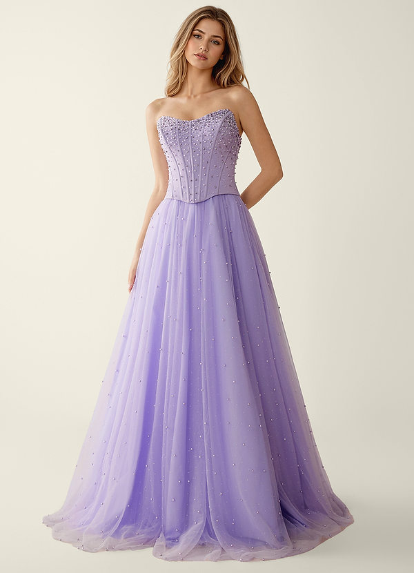 Maevego Purple Rhinestone Sequin Embroidery Tulle Prom Two-piece Set Top image1
