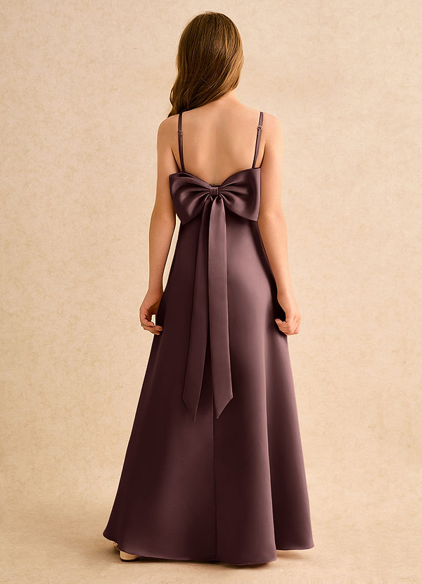 Azazie Joella Girls Formal Sukienki dla dziewczynek sypiących kwiaty Linia A Pofałdowany Matowy satynowy Długość podłogi Sukienka image1