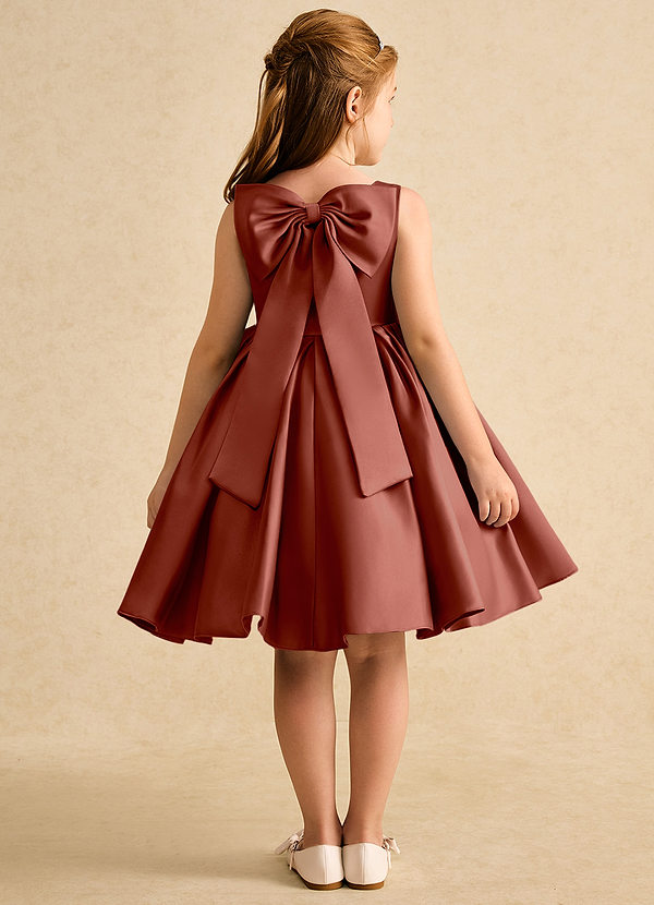 Azazie Jessie Flower Girl Dresses Auburn A-Line Bow Matte Satin Dress image1