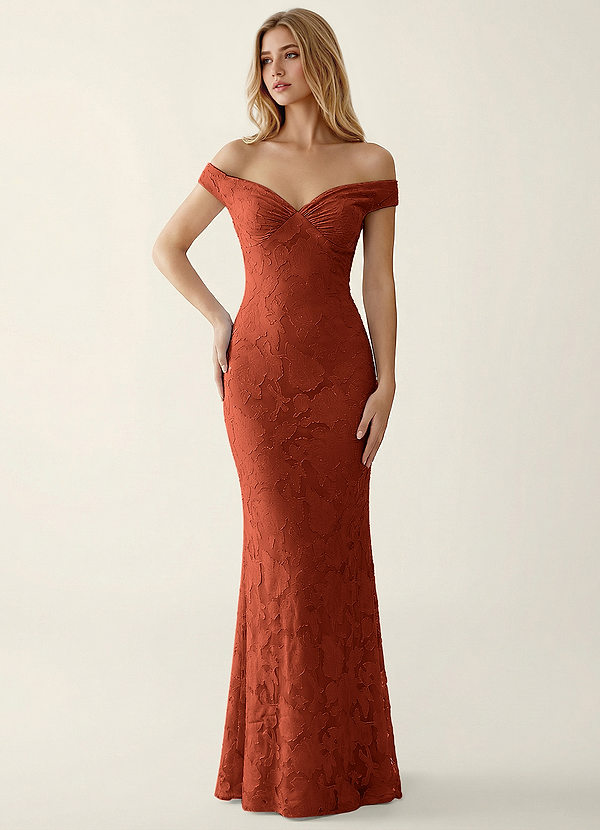 Golengy Auburn Jacquard Prom Dress image1