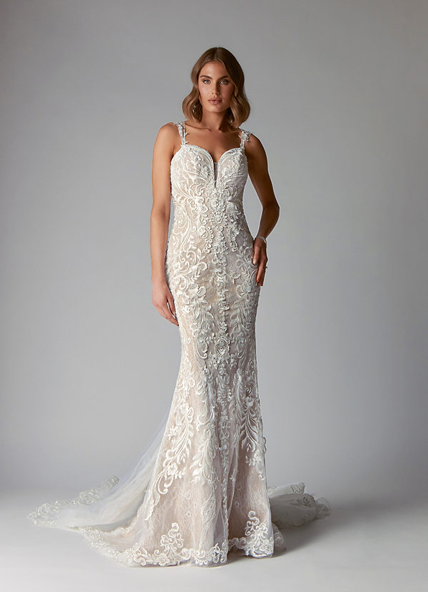 Azazie Gardner Wedding Dresses Mermaid Sequins Lace Cathedral Train Dress image1