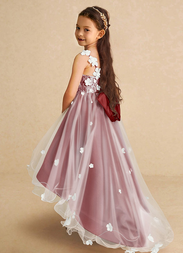 Azazie Celia Flower Girl Dresses Rust A-Line Lace Tulle Dress image1