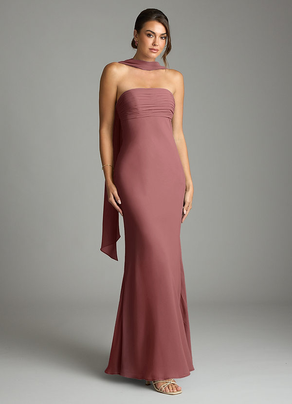 Azazie Saylor Abiti da Damigella Abito Sirena in Chiffon Senza Cinturino Ametista image1