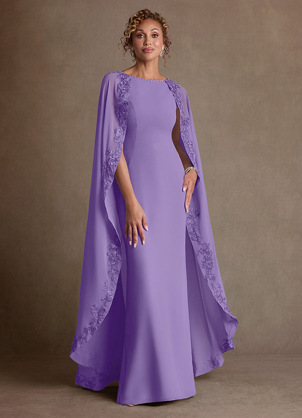 Azazie Artemisia Vestidos de Madre de la Novia Vestido de Tahití de Gasa de Corte Recto con Encaje image1