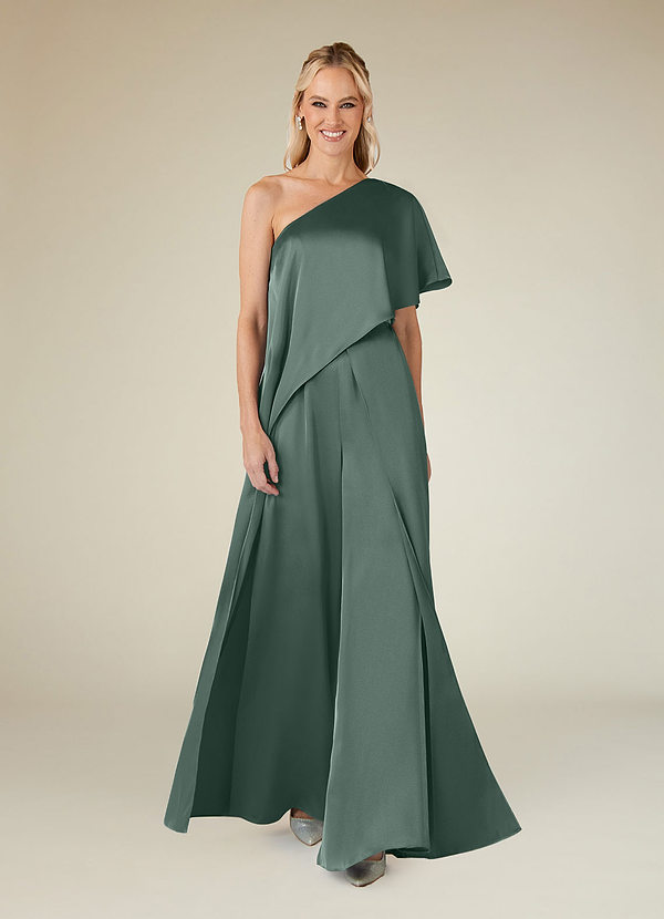 Azazie Hagretta Mother of the Brides Dresses Sea Moss Jumpsuit/Pantsuit Stretch Satin Dress image1