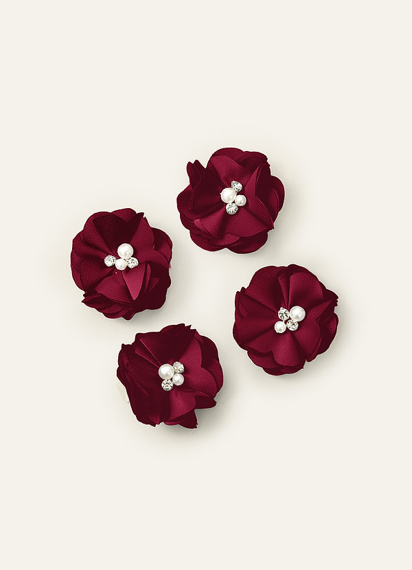 front 색상이 일치하는 신축성 새틴 헤어 클립 4개 세트