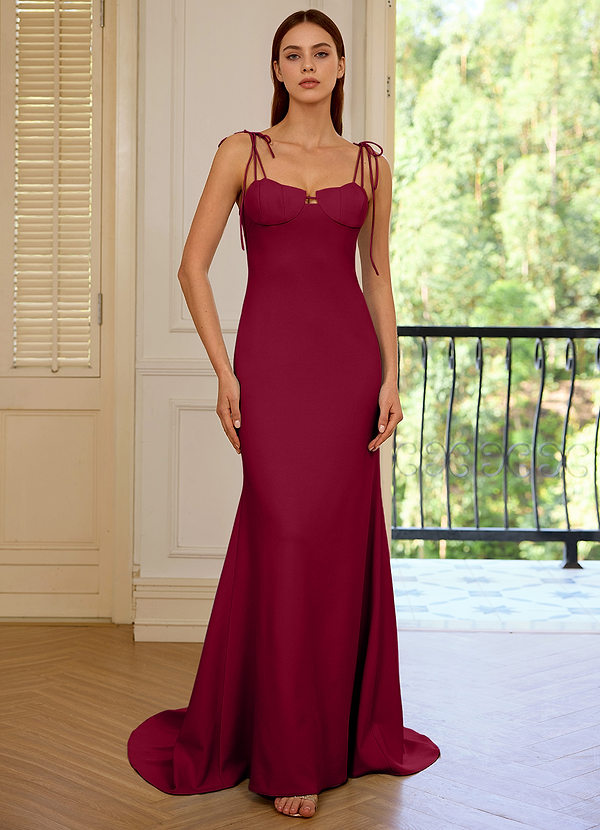 Thalassa Burgundy Oceanic Neckline Lace-up Prom Dress image1