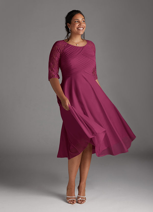 Azazie Gracelyn Brautmutterkleider A-Linie Spitze Kleid Maulbeerrot image1