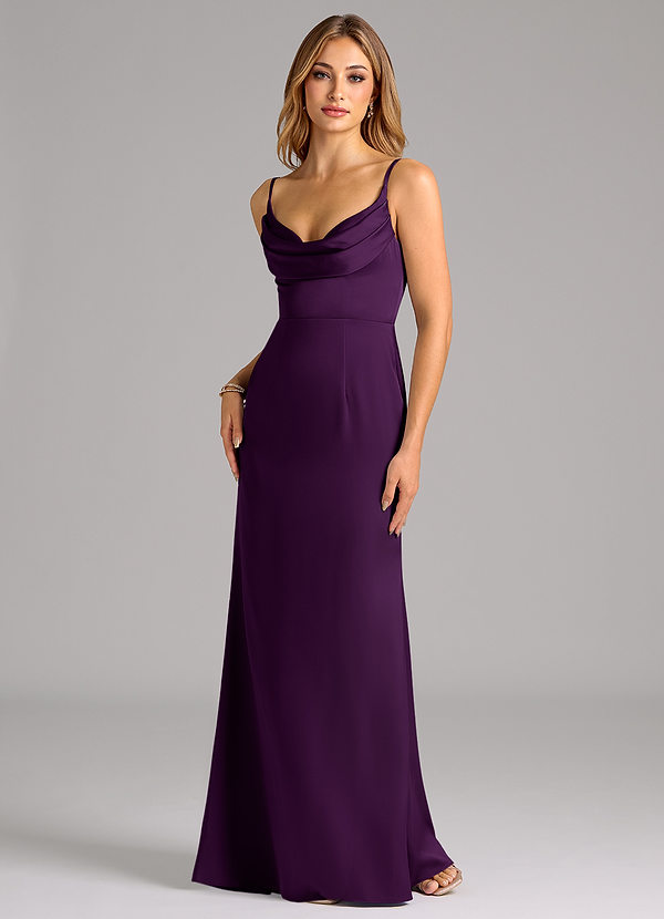 Azazie Aimee Bridesmaid Dresses Grape A-Line Sweetheart Neckline Stretch Satin Dress image1