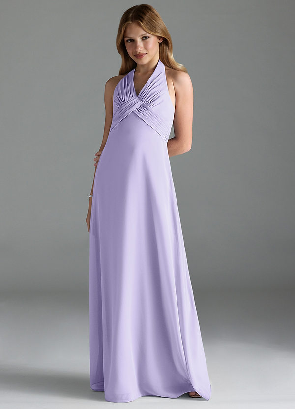 Azazie Tessie Junior Lilac A-Line Pleated Chiffon Dress image1