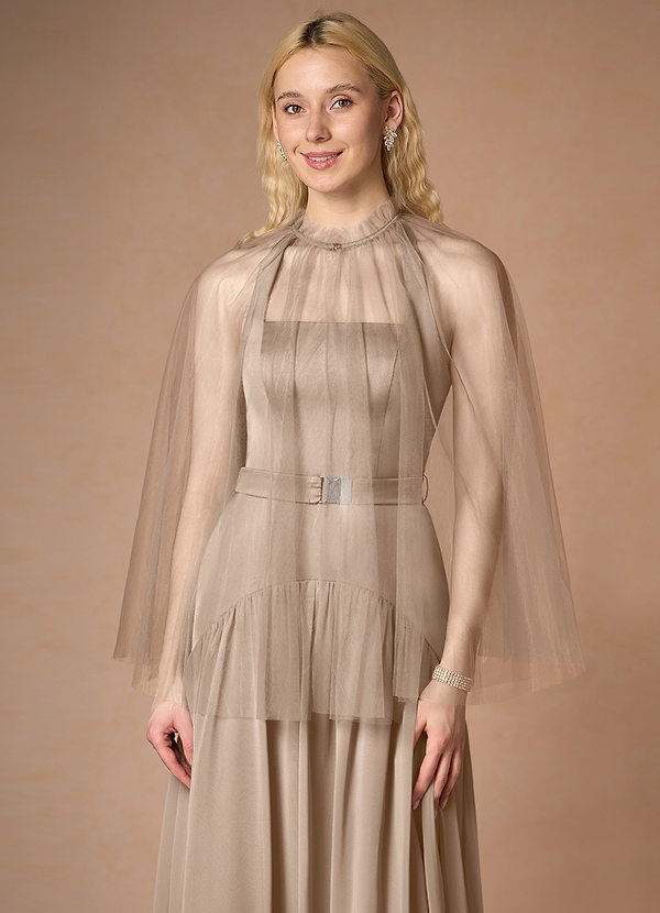 front Mantella in tulle plissettato in tinta