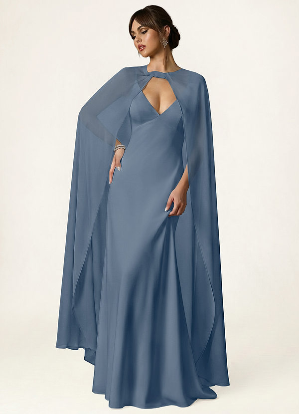 front Azazie Knot-Front Chiffon Long Cape