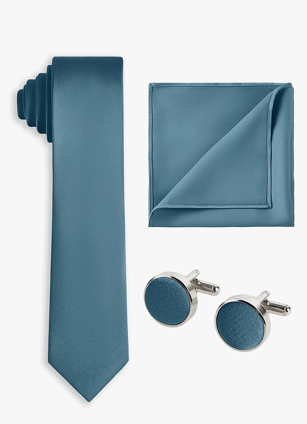 front Matching Color 3-Piece Stretch Satin Skinny Tie Set