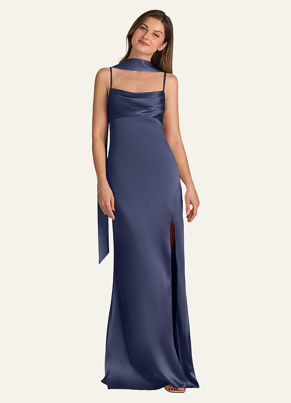 front Azazie Matching Color Matte Satin Scarf