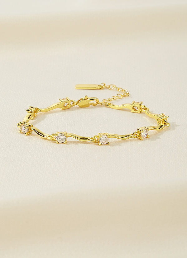 Bracciale con maglie ondulate e cristalli front