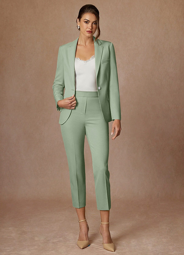 front Kennedy Dusty Sage Structured Stretch Pants Suit