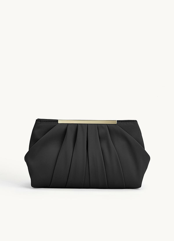 front Matching Color Stretch Satin Pleated Clutch