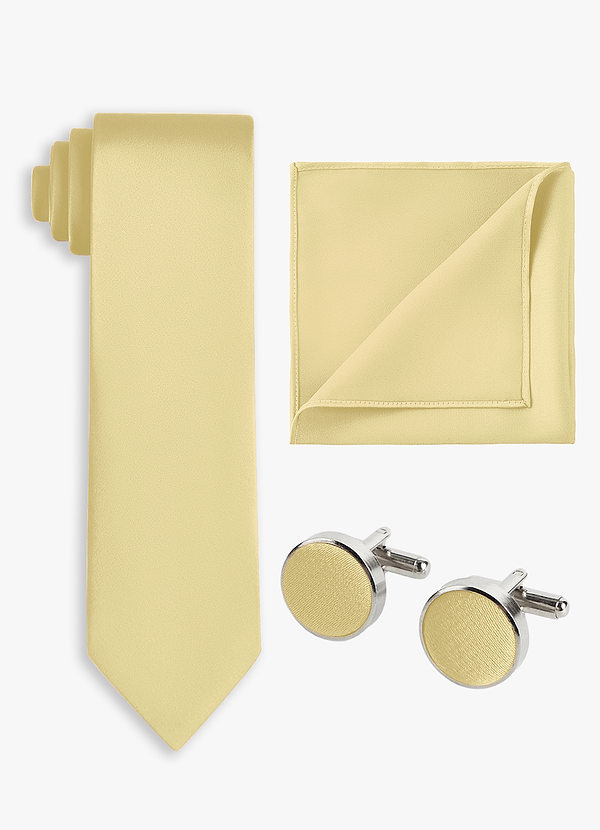 front Matching Color 3-Piece Stretch Satin Wide Tie Set