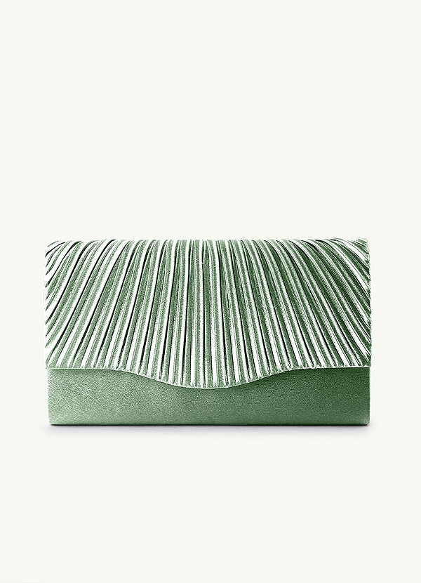 front Pochette enveloppe en satin métallisé plissé de couleur assortie