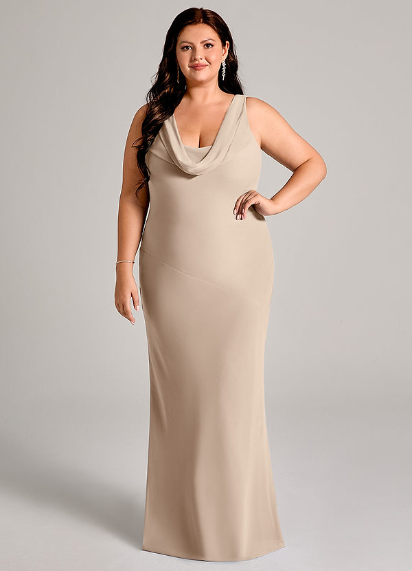 Azazie Rylina Bridesmaid Dresses Taupe Mermaid Pleated Chiffon Dress image1