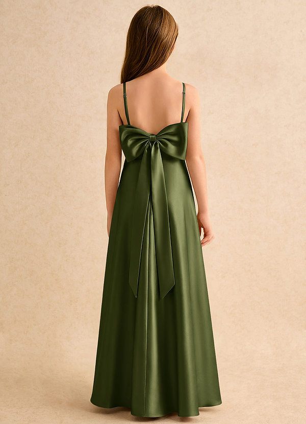 Azazie Joella Girls Formal Klänningar för brudeflicka Klä A-Line i Stretch Satin Plisserad image1